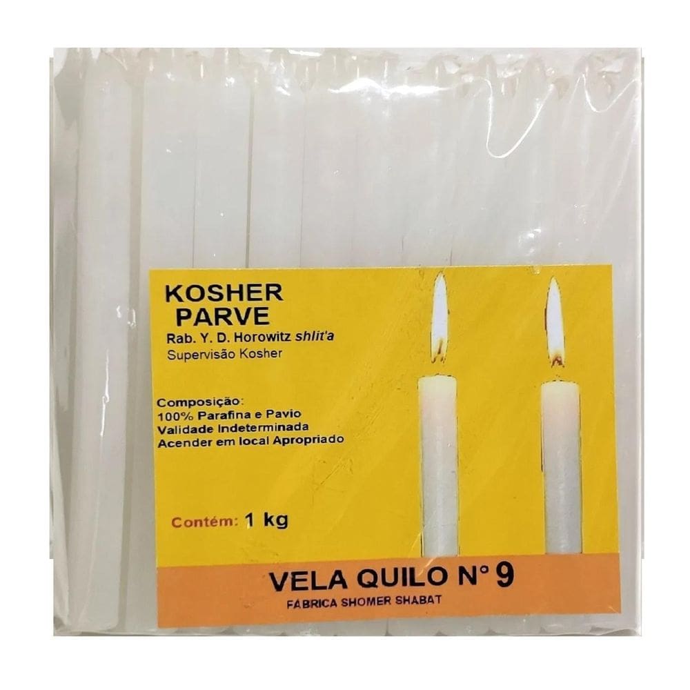 Vela Brilho Parve Kosher Numero 9 Pacote  1 Kg