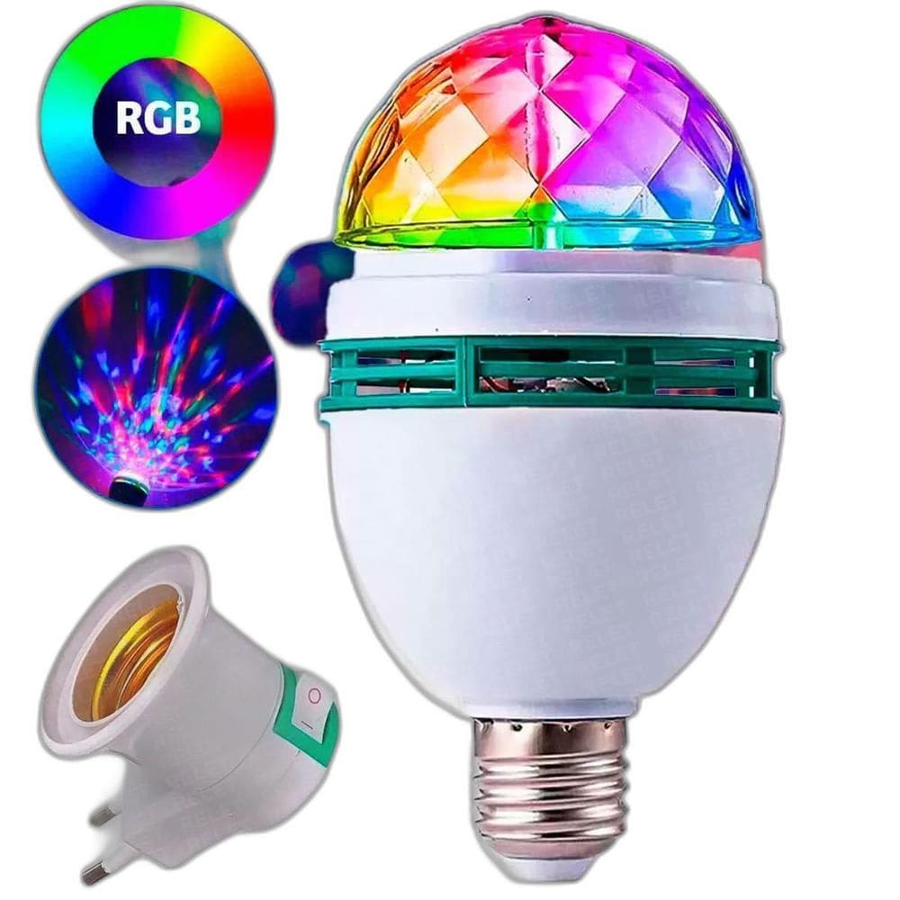 Lampada Festa Led Giratoria Colorida Rgb Decoracao Balada