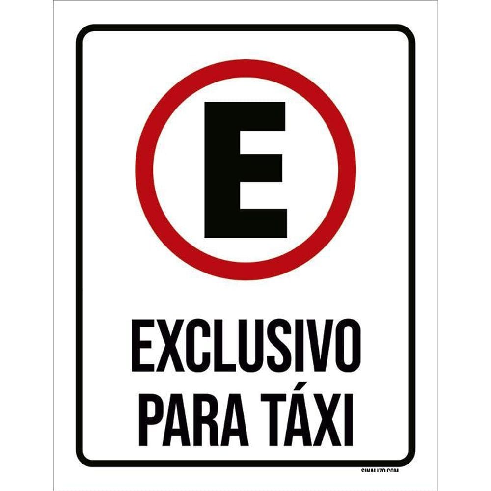 Placa De Sinalização - Estacionamento Exclusivo Taxi 36X46