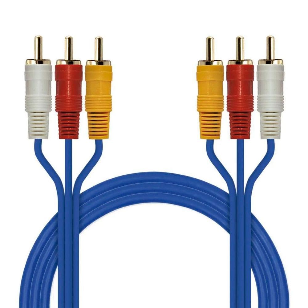 Cabo Auxiliar 3 Rca X 3 Rca Dourado 1,5M Vídeo Som Tv