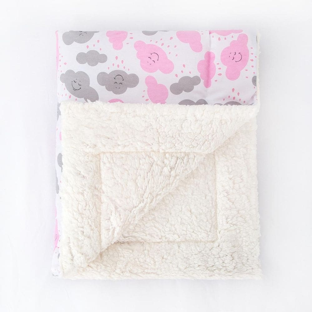 Manta De Sherpa Para Bebê Lã Carneiro Nuvem Rosa
