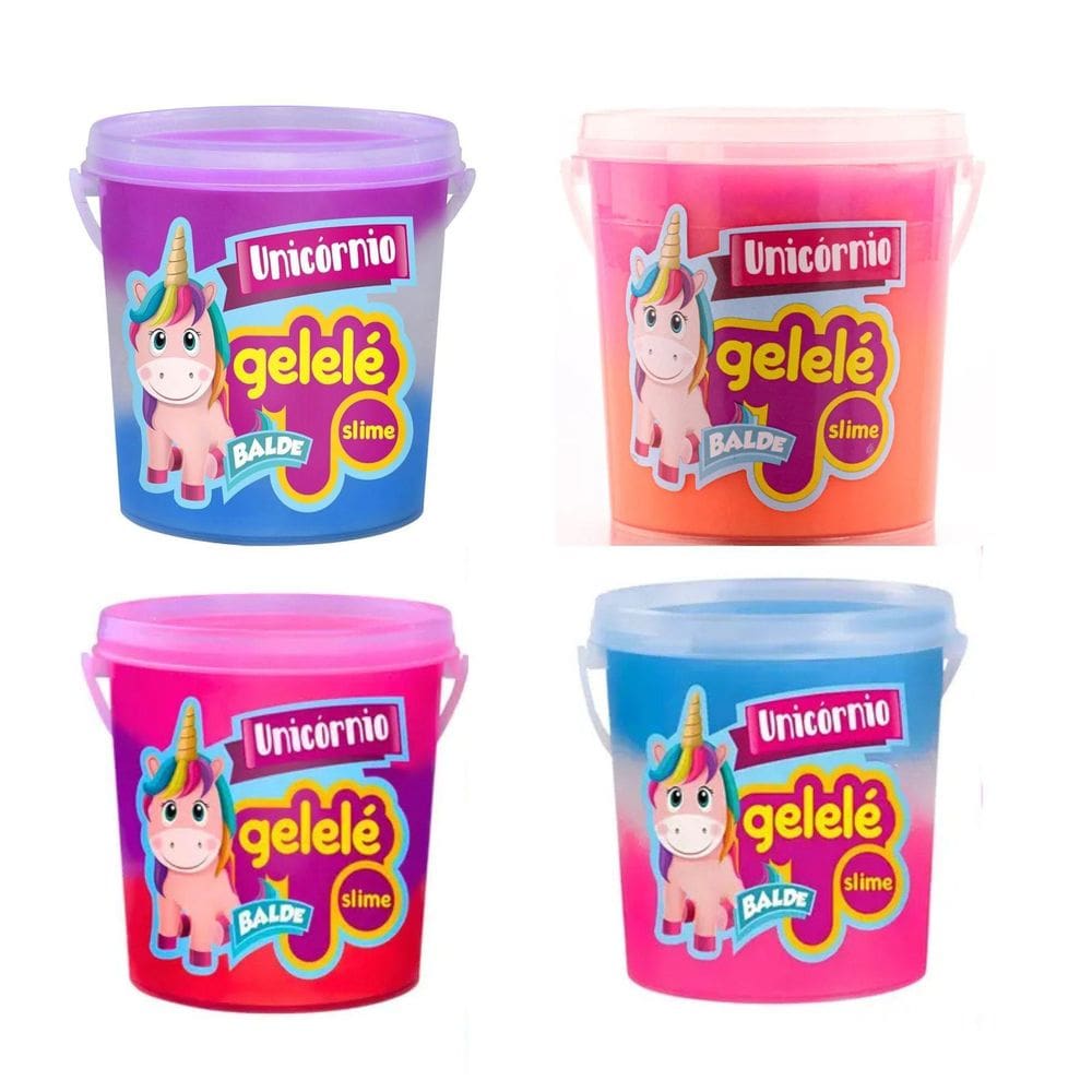 Slime Unicórnio Kit Gelelé Com 4 Baldes De 457G