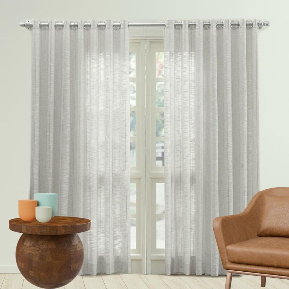 Cortina Linho Premium 290X250 Com Ilhós Cromado - Cinza