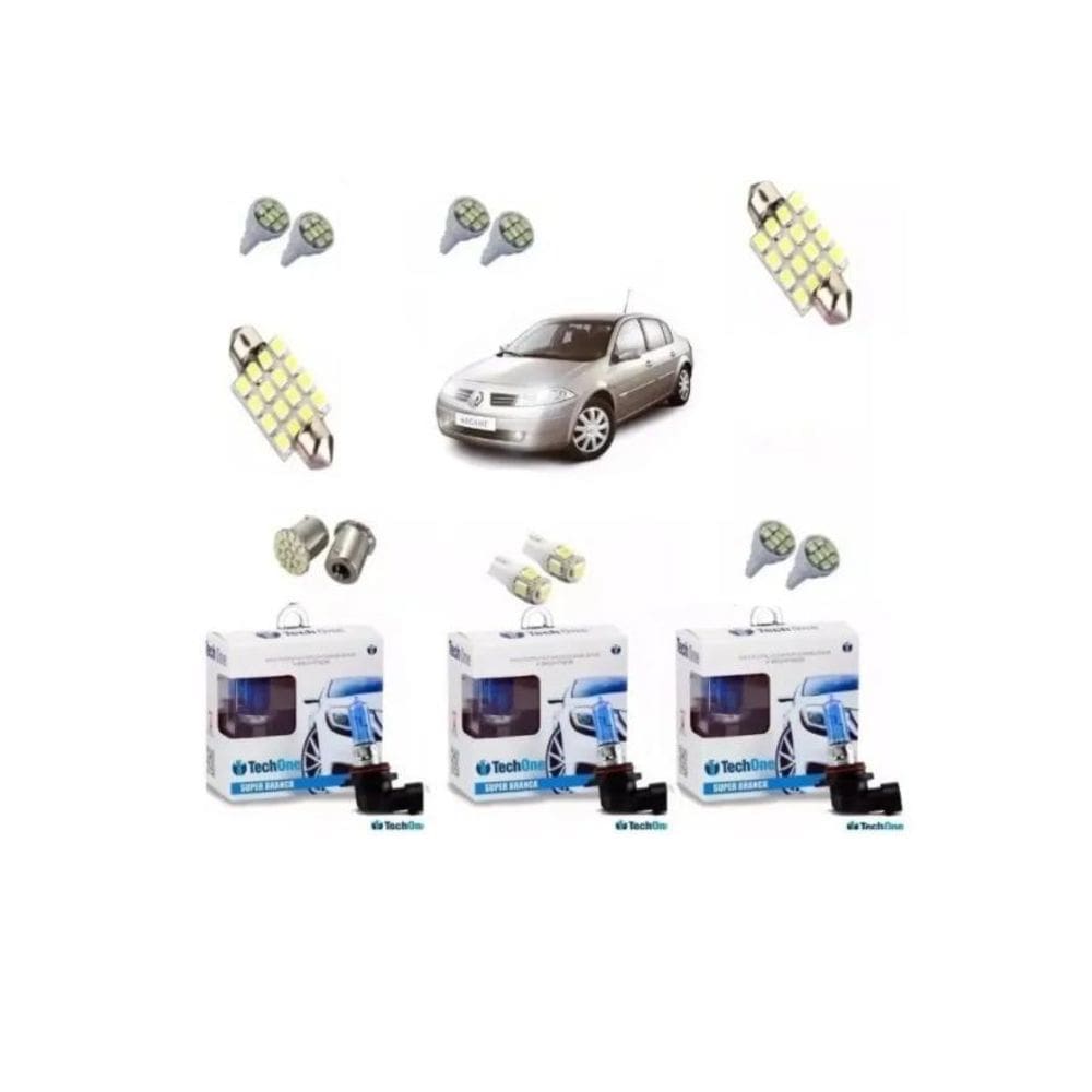 Kit Lampada Farol + Led Megane Tech One 2007 A 2010