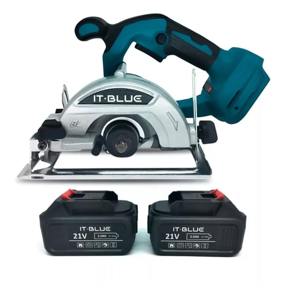 Serra Circular Portátil Ajustável 21V Sem Fio Com 2 Baterias