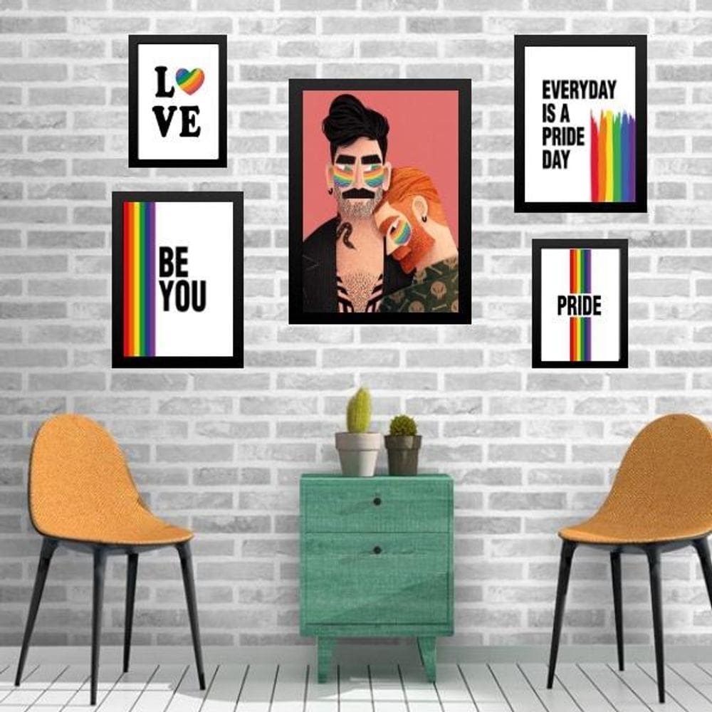 Kit Composição 5 Quadros Lgbt - Gay