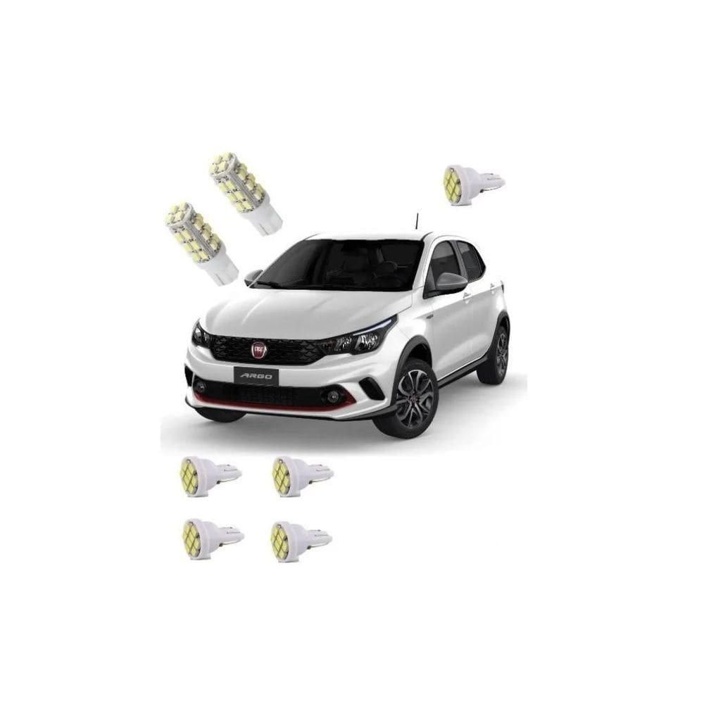 Kit Lâmpadas Led Pingo Torpedo Fiat Argo Super Branca