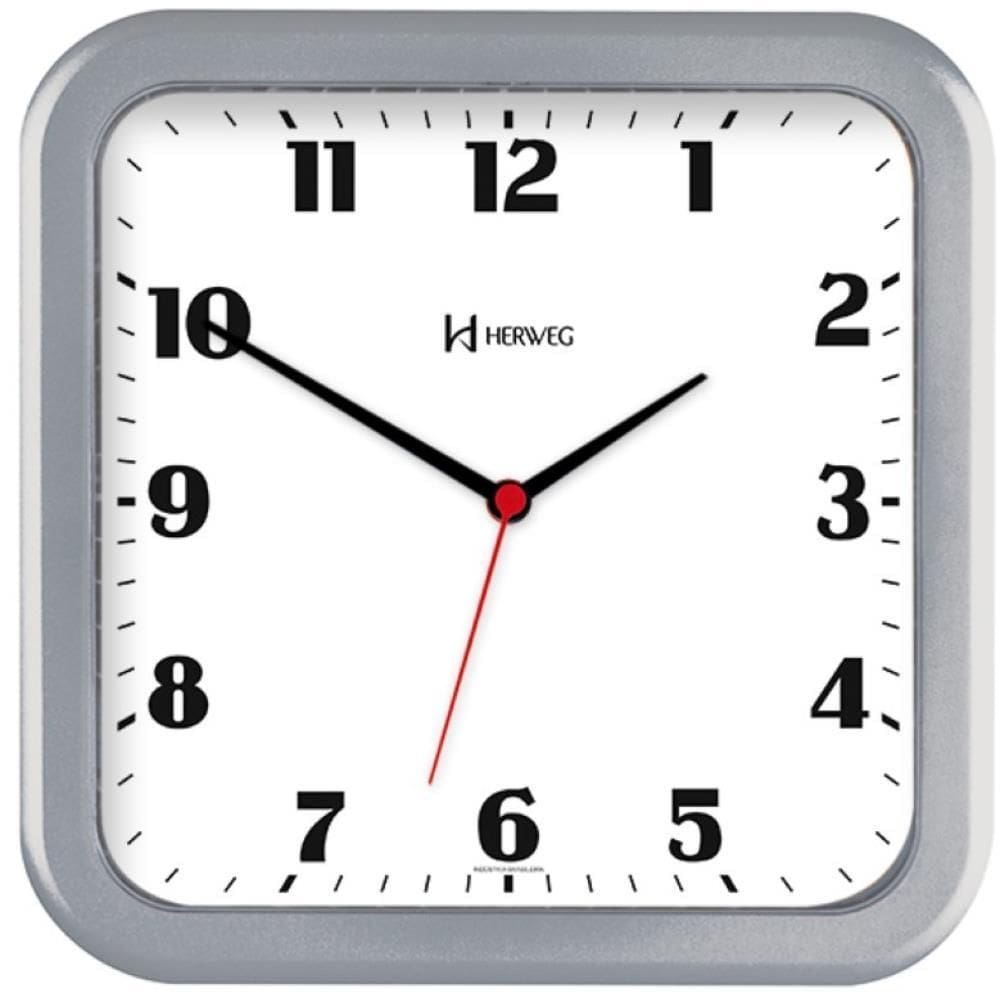 Relógio De Parede Herweg Ref: 6145-070 Retangular Prateado