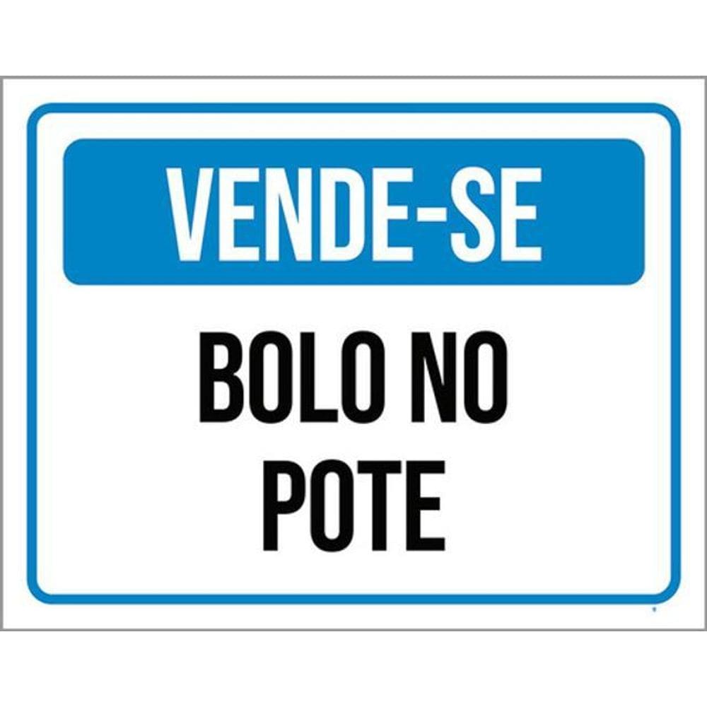 Kit 3 Placas Vende-Se Bolo No Pote Azul