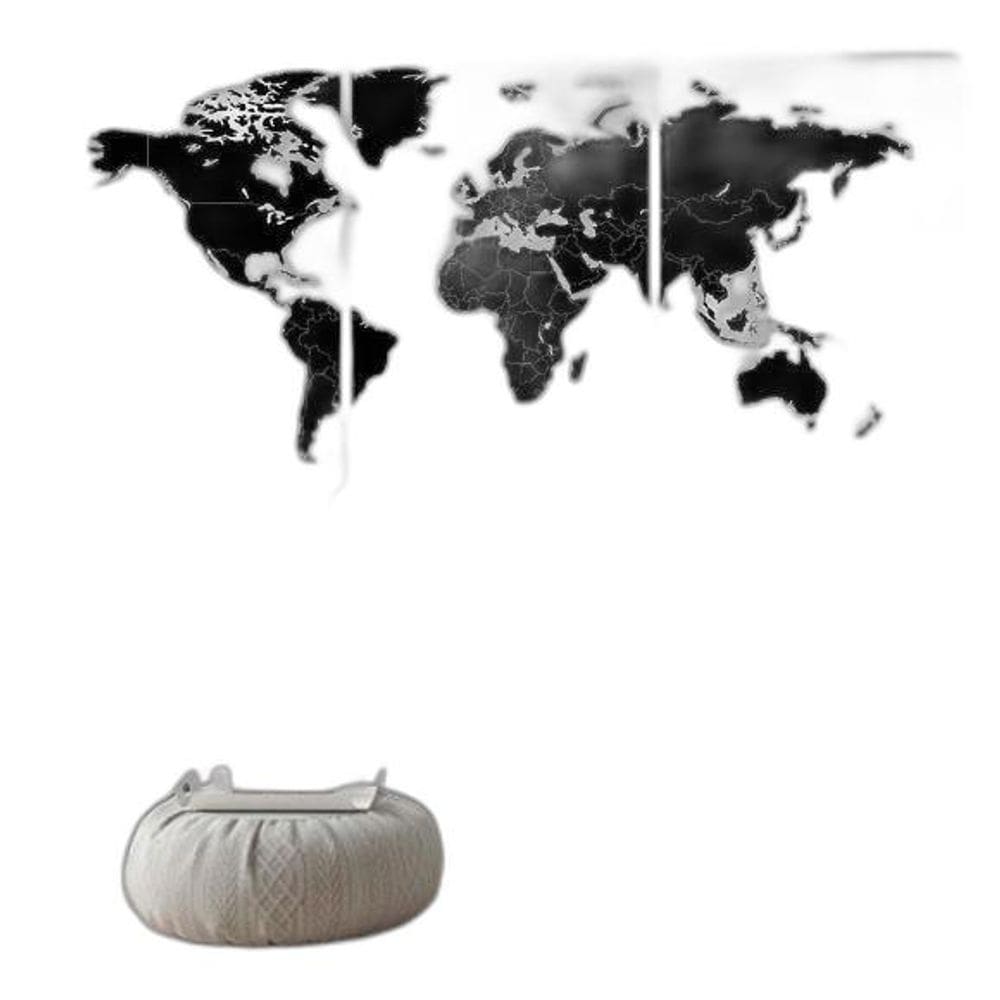 Kit 3 Quadros Mapa Mundi Preto 24X18Cm