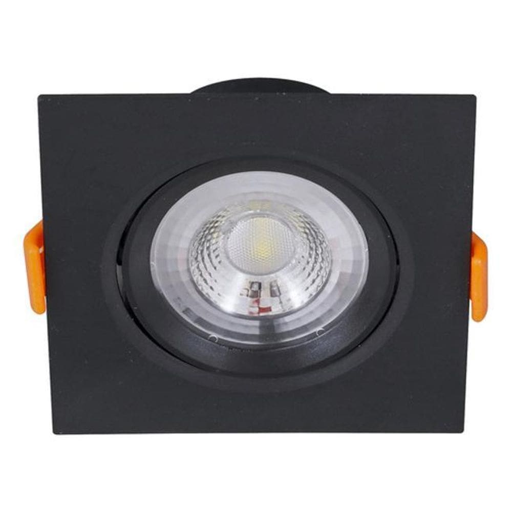Spot De Embutir Quadrado Preto Led 5W Luz Branca Bivolt