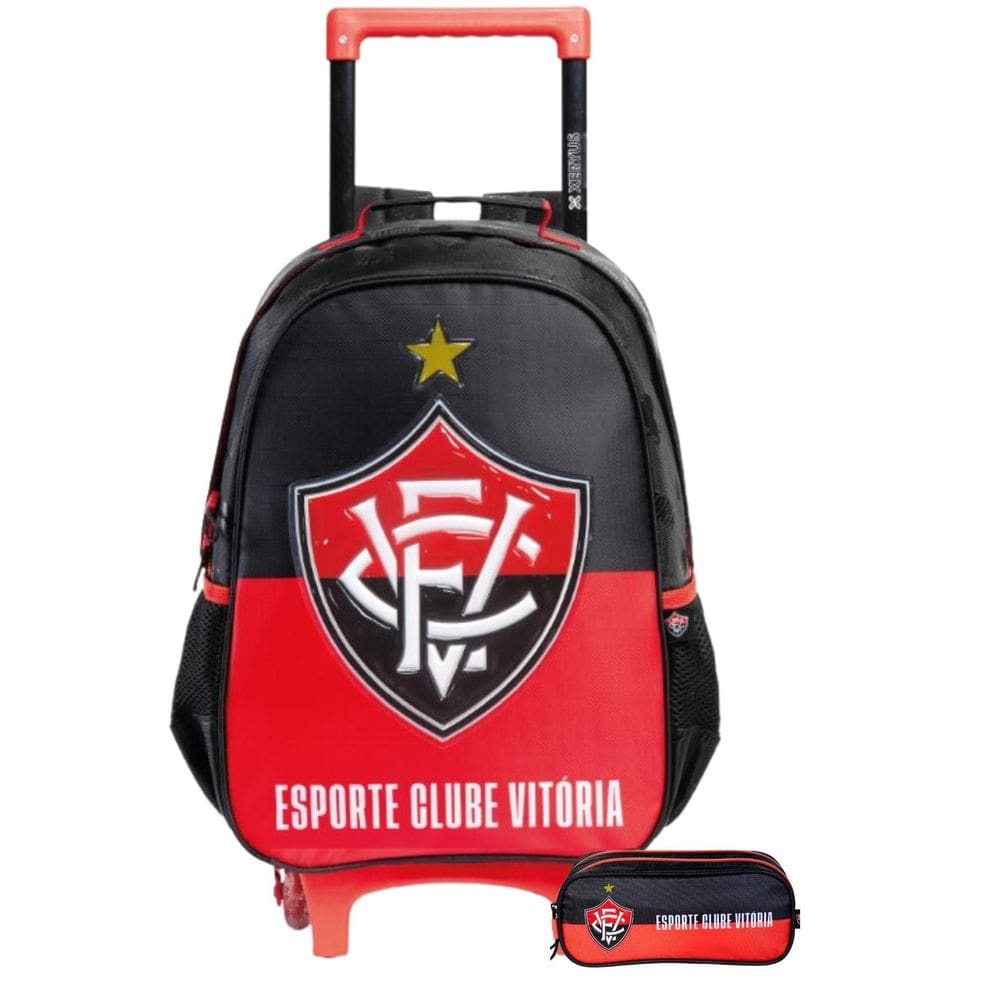 Kit Escolar Vitória Mochila Costas Roda + Estojo