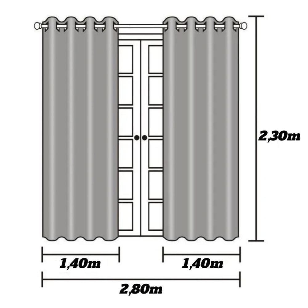 Cortina Blackout Pvc Prata Tecido Voil Xadrez 2,80X2,30Avela