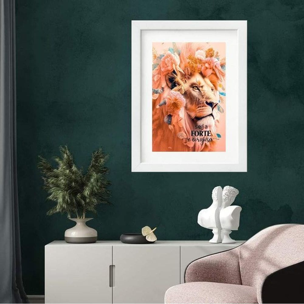 Quadro Leoa Seja Forte E Corajosa - 60X48Cm