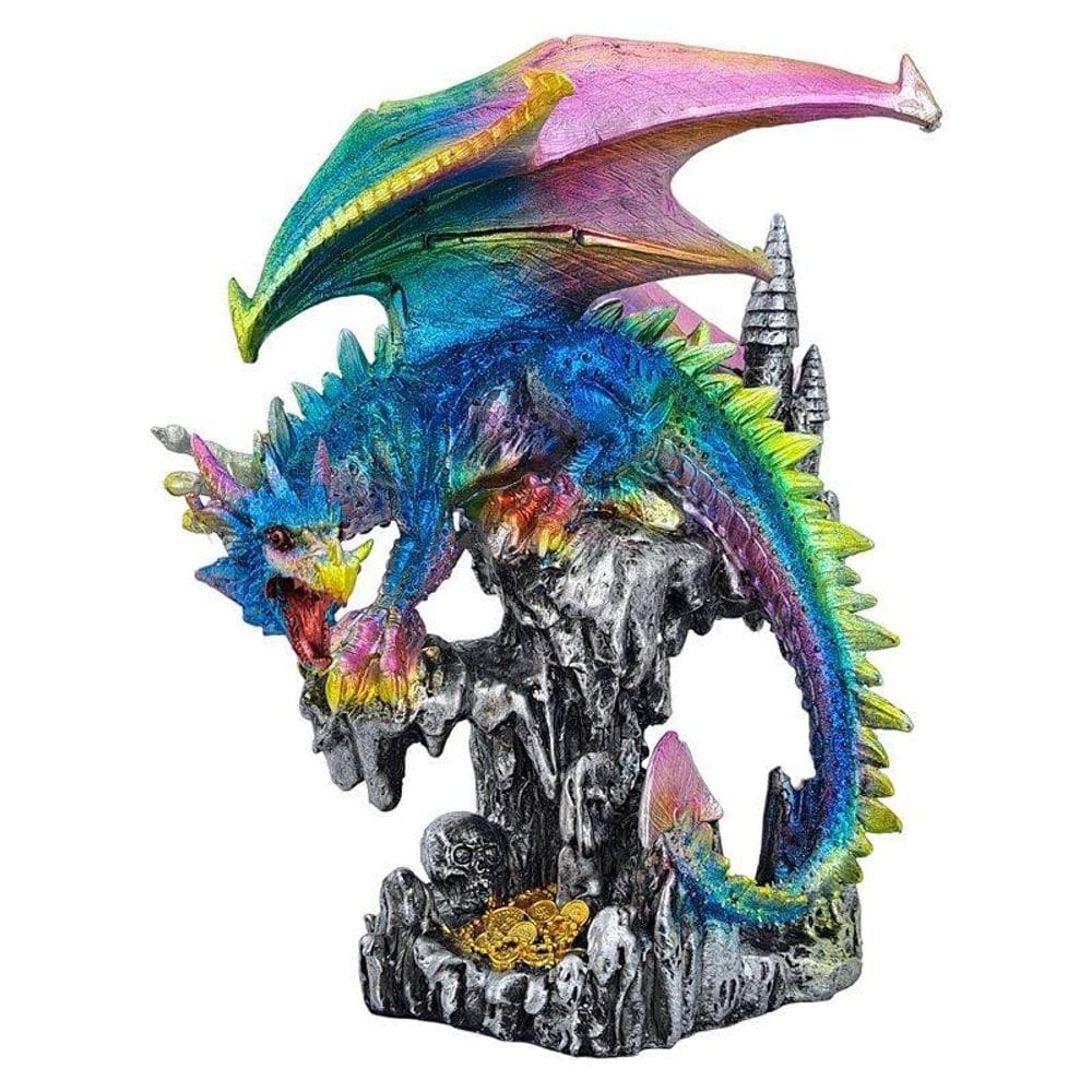 Dragão Na Pedra Da Fortuna - Enfeite Em Resina