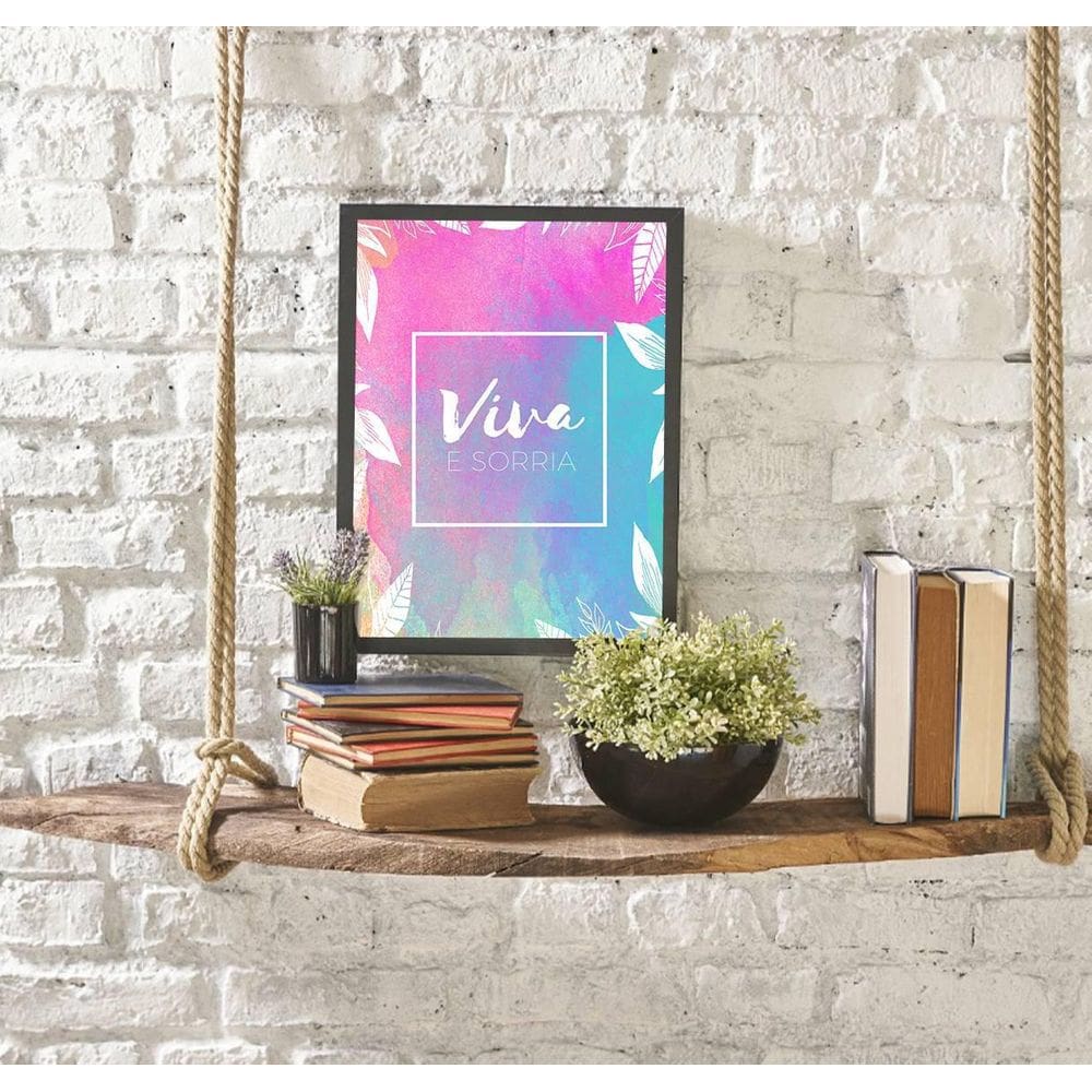 Quadro Decorativo Viva E Sorria 34x23Cm