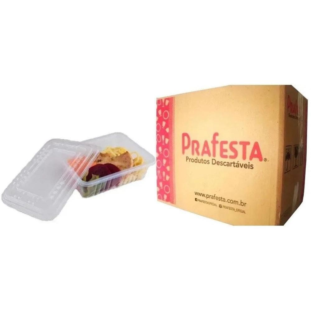 144 Pote Pp Retangular Tampa Freezer Micro 250Ml Prafesta