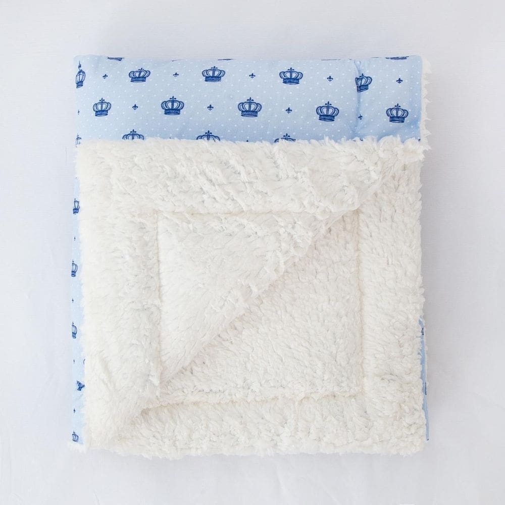 Manta De Sherpa Para Bebê Lã Carneiro Coroa Azul