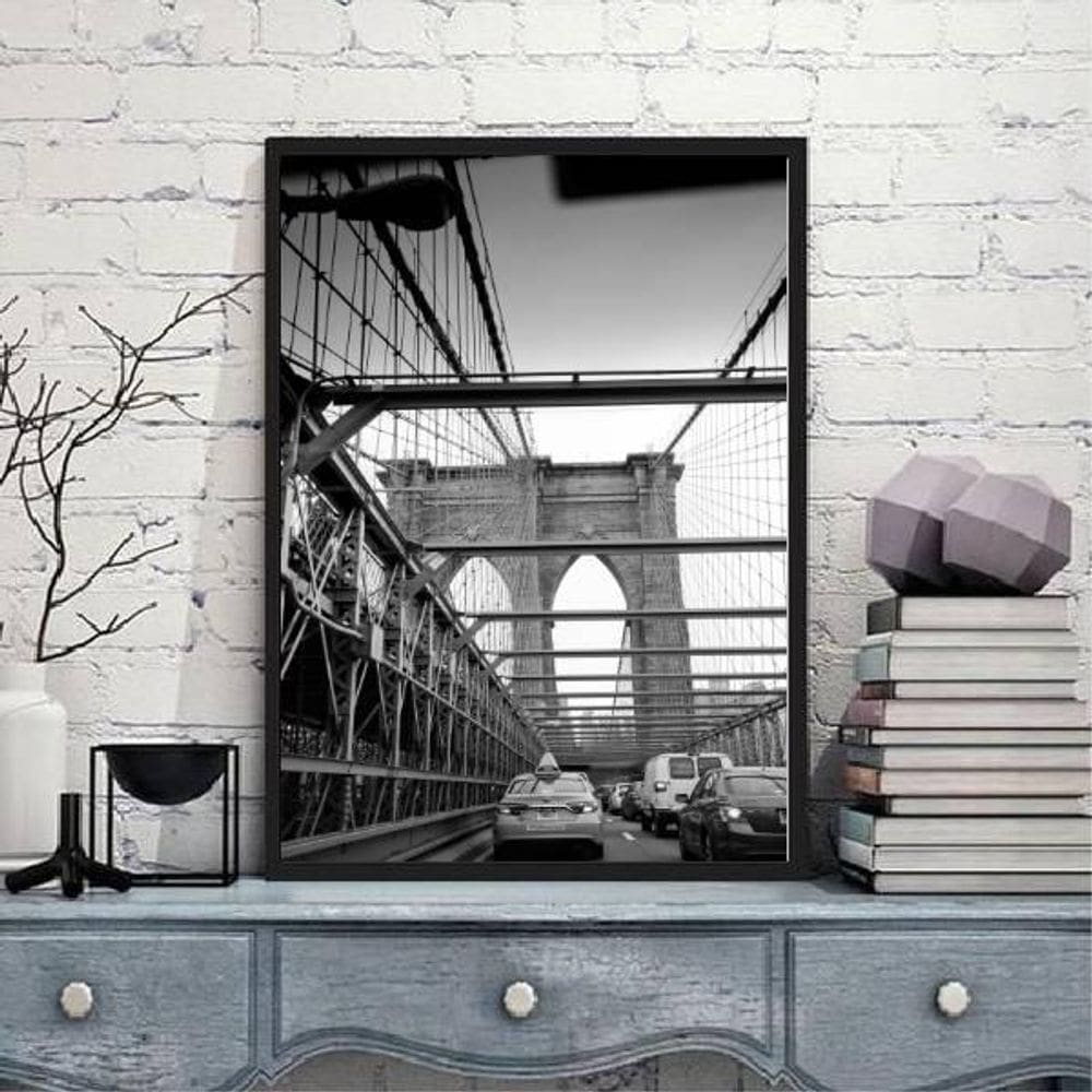 Quadro Decorativo Fotografia Ponte De Brooklyn 45x34cm