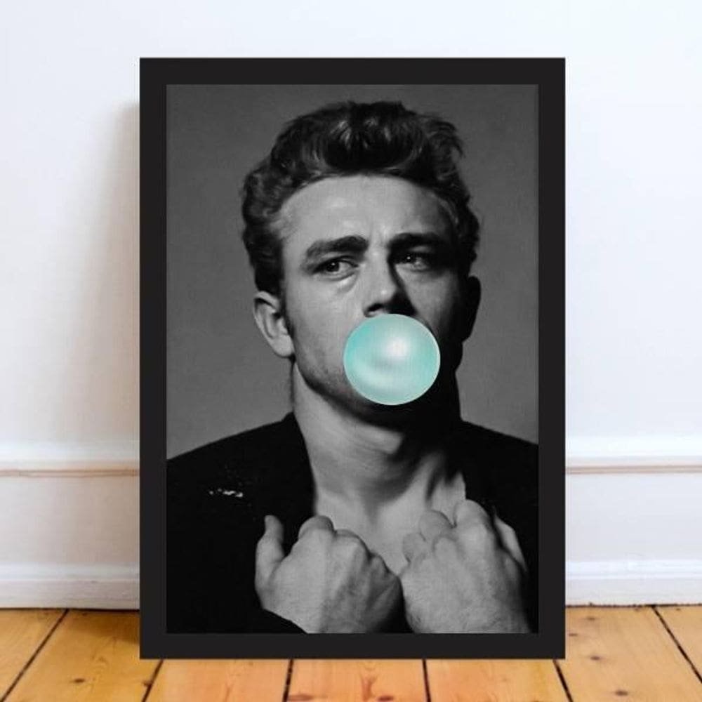 Quadro James Dean Bubble Gum 45X34Cm Moldura Preta