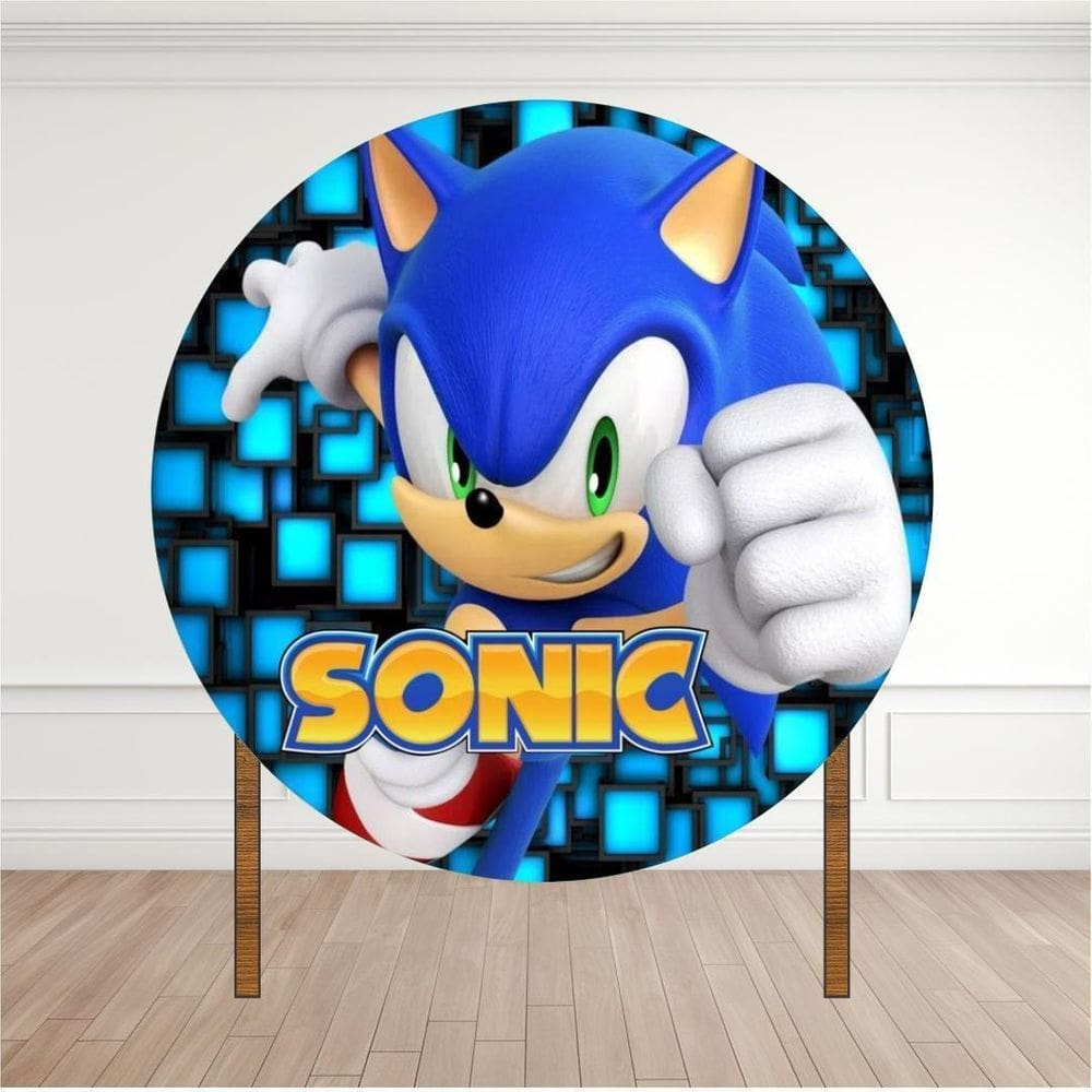 Painel Redondo Lona Fosca 1,20M- Tema Sonic