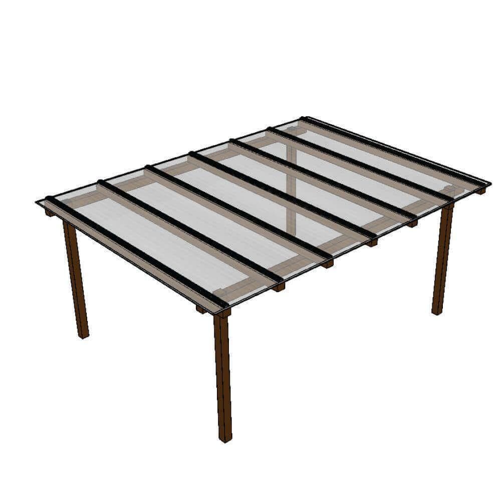 Kit Policarbonato Cristal 10mm 6,00m X 3,00m - Perfis Naturais Cristal: 80% De Transmissão De Luz