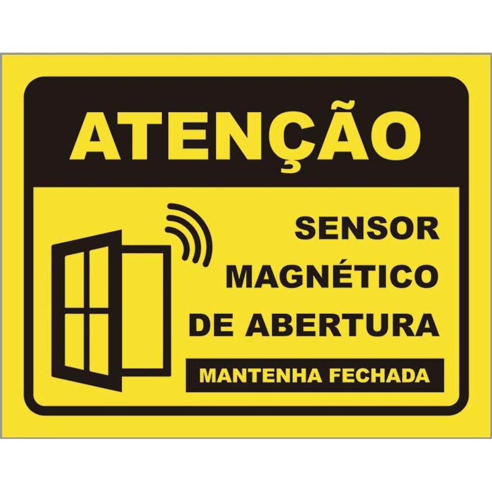 Placa De Sinalização - Atenção Sensor Magnético 36X46