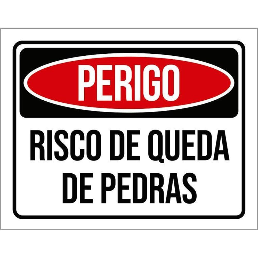 Kit 3 Placas Perigo Risco De Queda De Pedras
