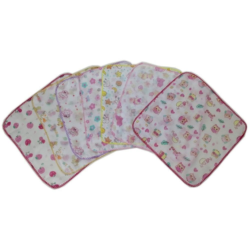 Kit 10 Fraldinha De Boca Estampada 33X33 Com Crochê Feminino