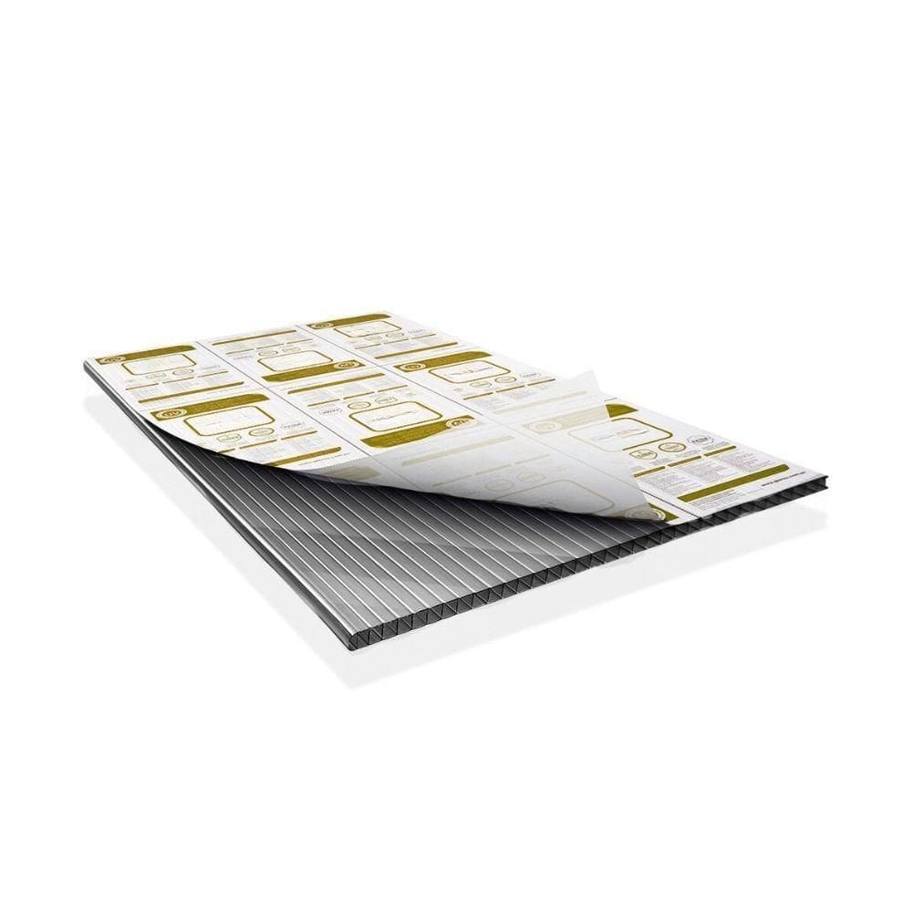 Chapa De Policarbonato Alveolar Fume 6mm - 2,10m X 6,00m - Smart Fumê: 20% De Transmissão De Luz