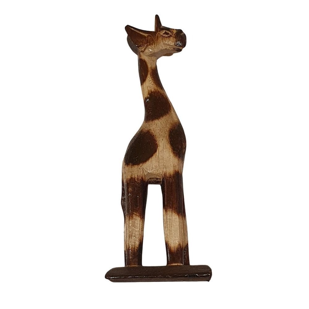 Girafa Entalhada De Madeira Balsa Pintas 20Cm