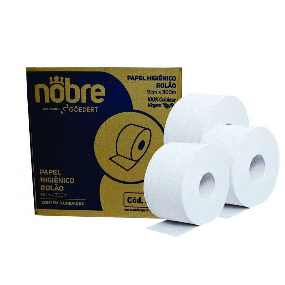 Papel Higiênico Rolão 300M 100% Celulose - 8 Rolos