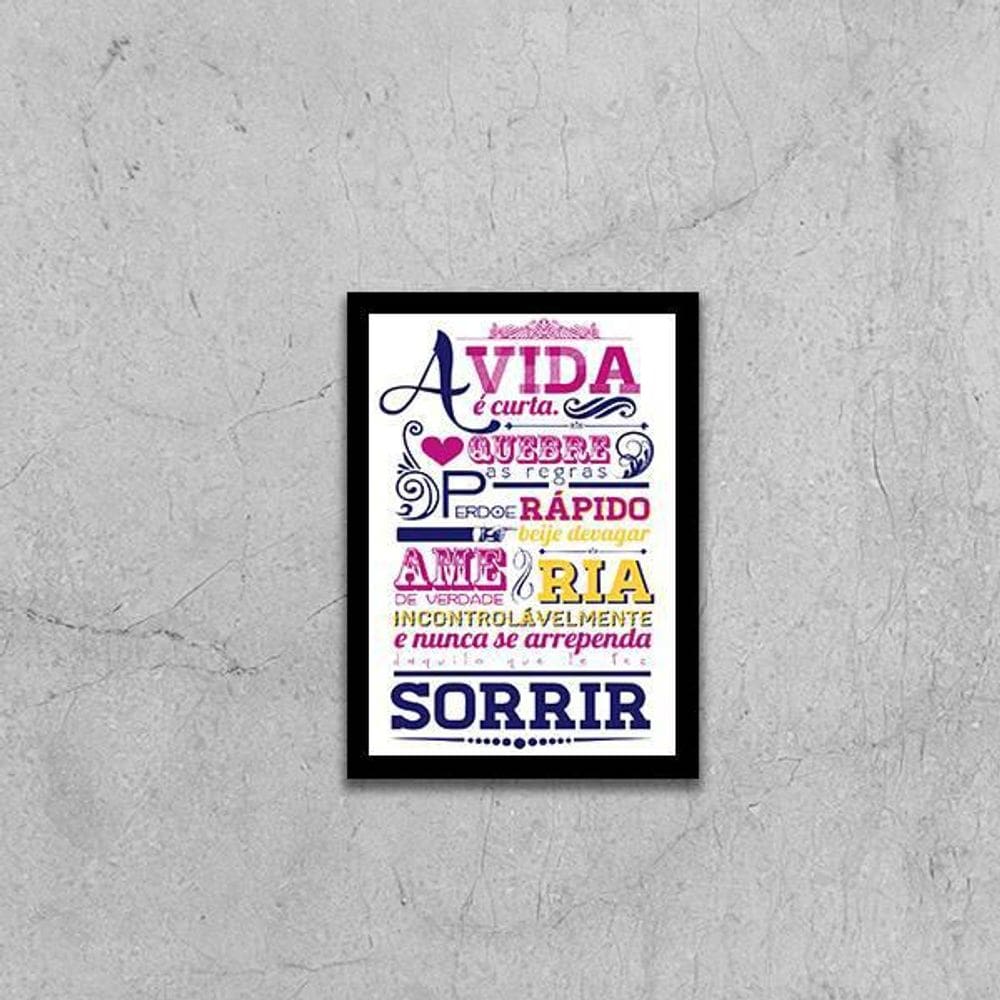 Quadro A Vida É Curta 24X18Cm