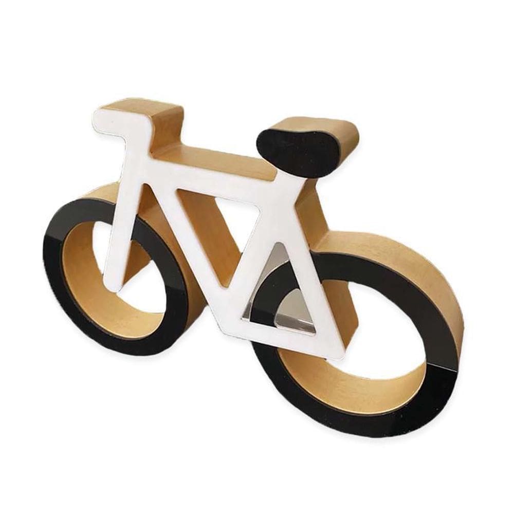 Bicicleta Em Madeira Decoryou - Ref 320 Branco E Preto