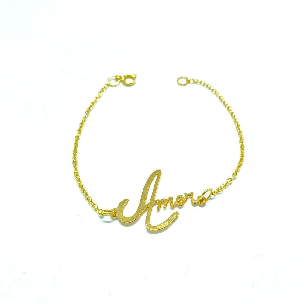 Pulseira Escrita Amor Folheado A Ouro