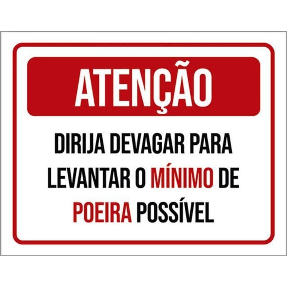Kit 5 Placa Dirija Devagar Levatar Mínimo Poeira36X46