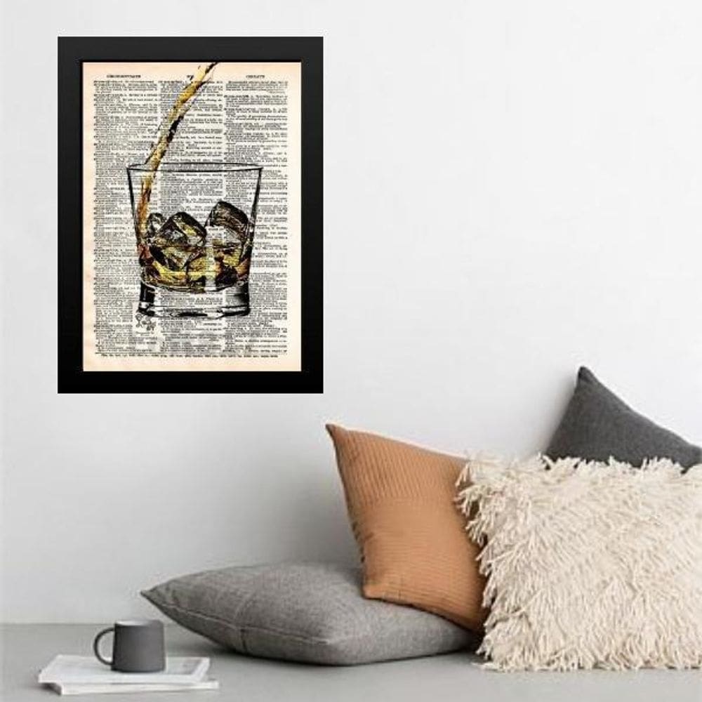 Quadro Vintage Copo De Whisky 33X24Cm