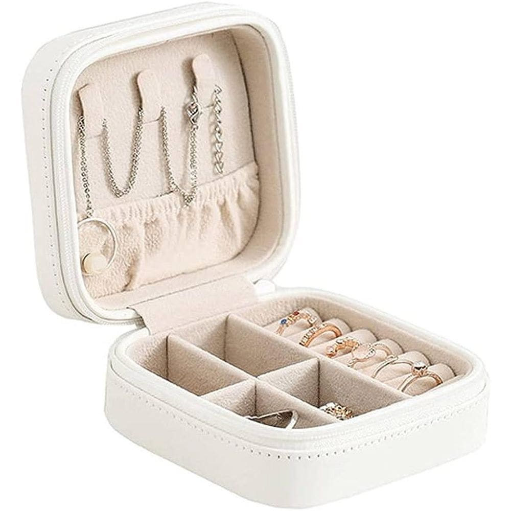 Porta Joias Portatil Quadrado Com Divisorias Na Solapa