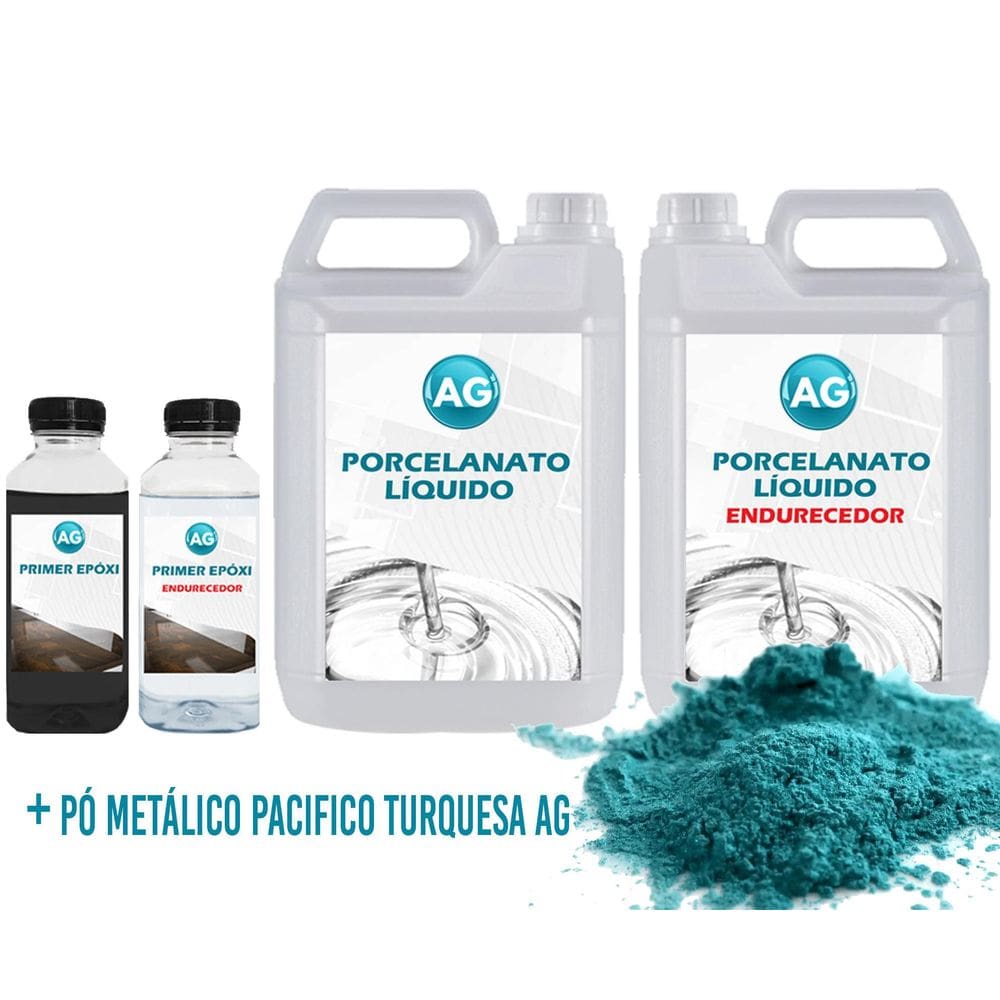Kit Porcelanato Líquido Metálico Pacifico Turquesa Ag Por M
