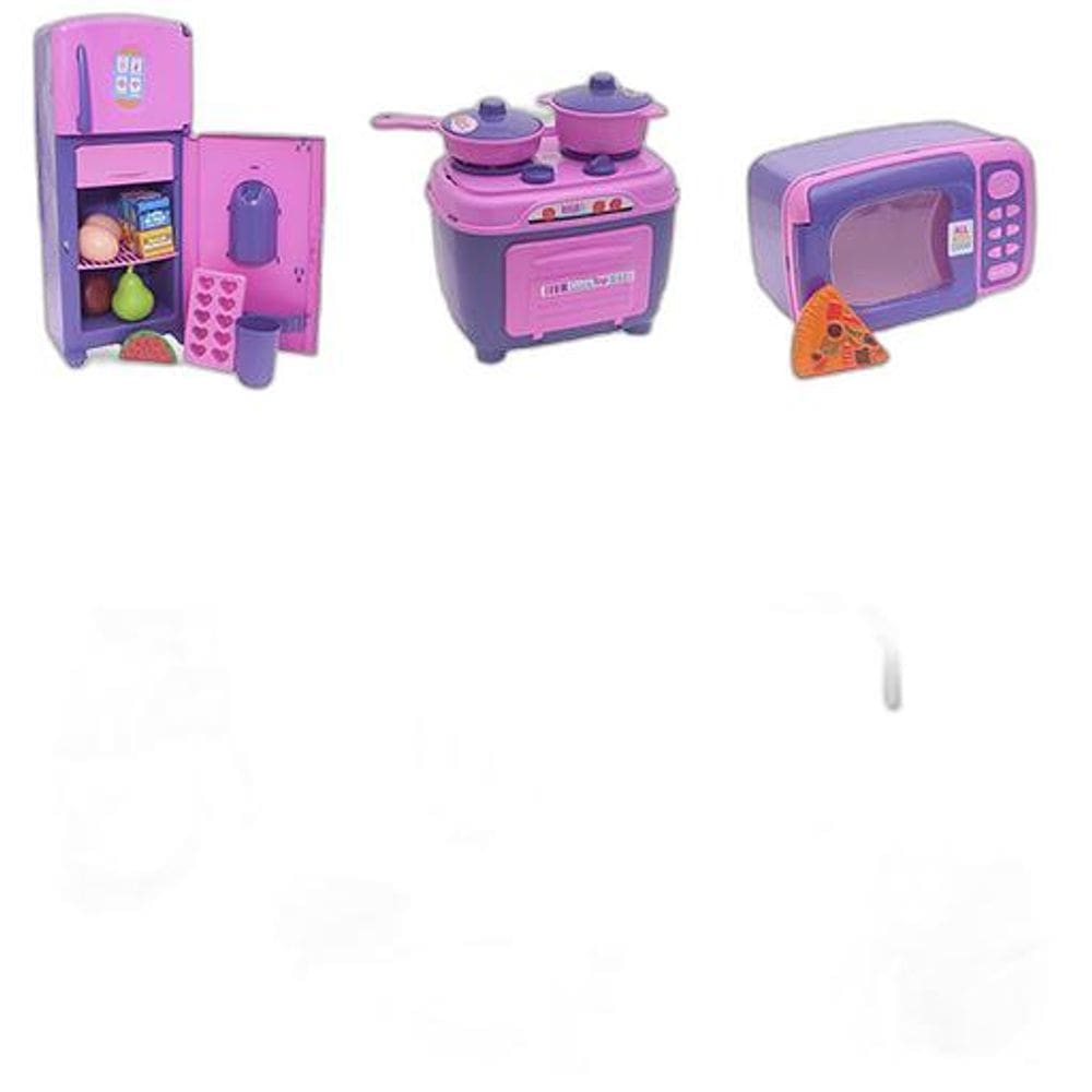 Kit Infantil Batedeira Geladeira Fogão Microondas Panela 27P