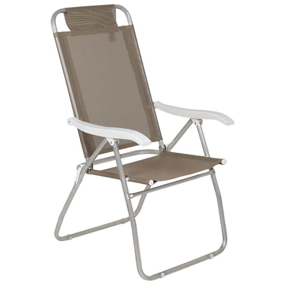 Cadeira De Praia Reclinável Em Alumínio 120kg Prosa Bege Bel