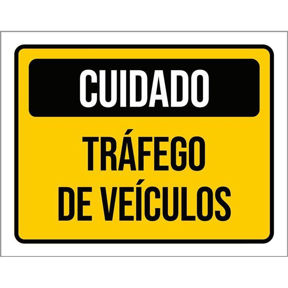 Placa Sinalização - Cuidado Tráfego De Veículos 36X46