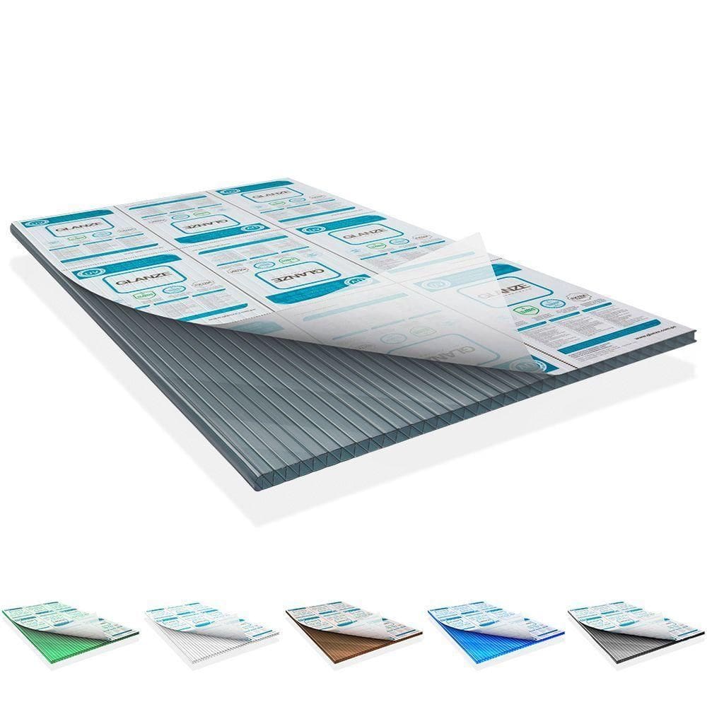 Chapa De Policarbonato Alveolar Cinza Refletivo 6mm - 2,10m X 6,00m - Sabic Cinza Refletivo: 15% De Transmissão De Luz