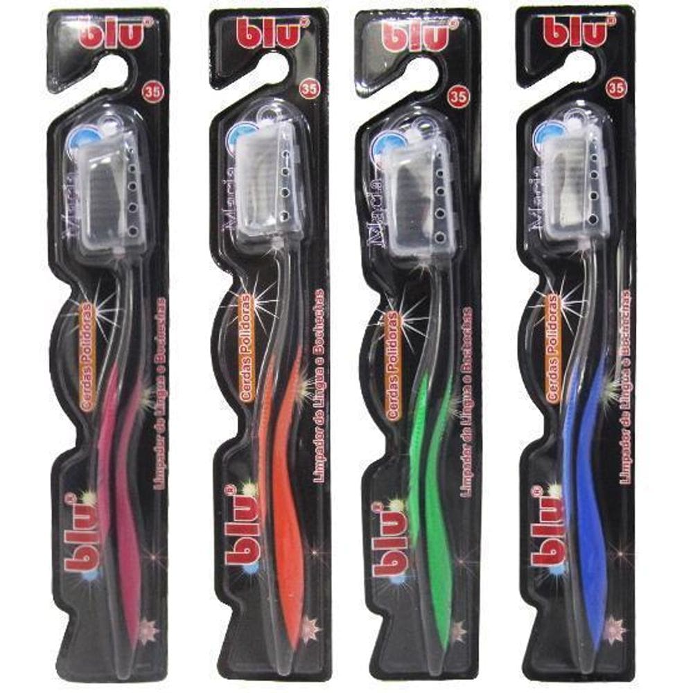 Escova Dental Macia Com Protetor De Cerda Colors Blu