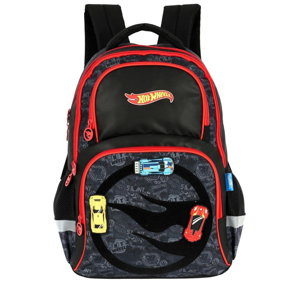 Mochila Costas Escolar Hot Wheels Oficial Ms49981 - Preto