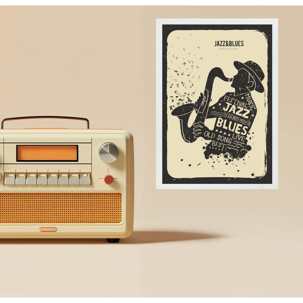 Quadro Decorativo Jazz E Blues - Cartaz 33X24Cm - Com Vidro