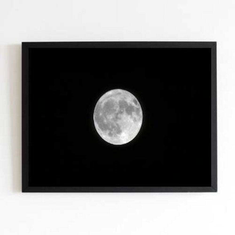 Quadro Fotografia Lua Cheia 45X34Cm Com Vidro Moldura Preta