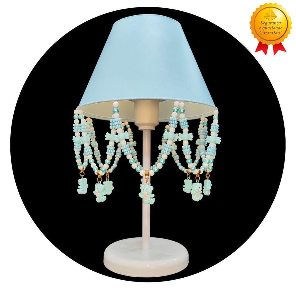 Abajur Infantil Ursinho Azul Quarto De Menino Decoração