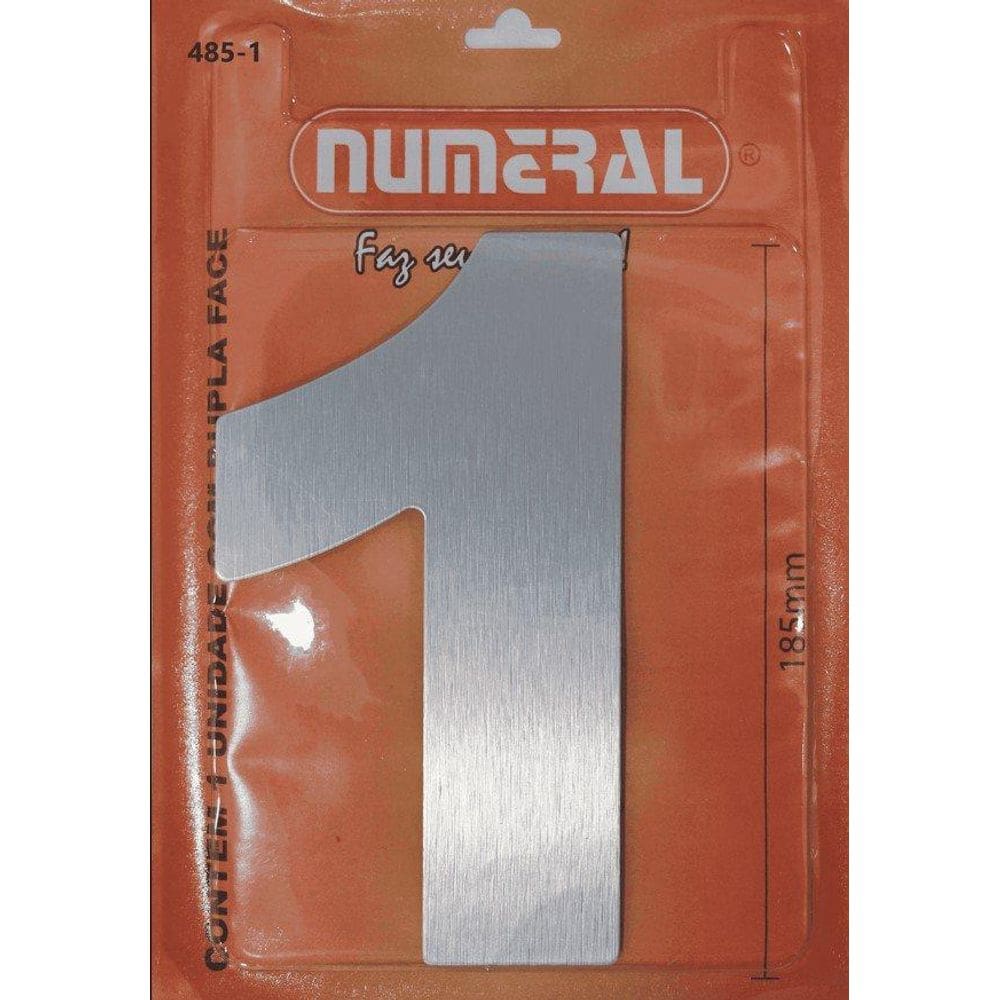 Número Residencial Numeral N.1 12,5Cm Aço Escovado