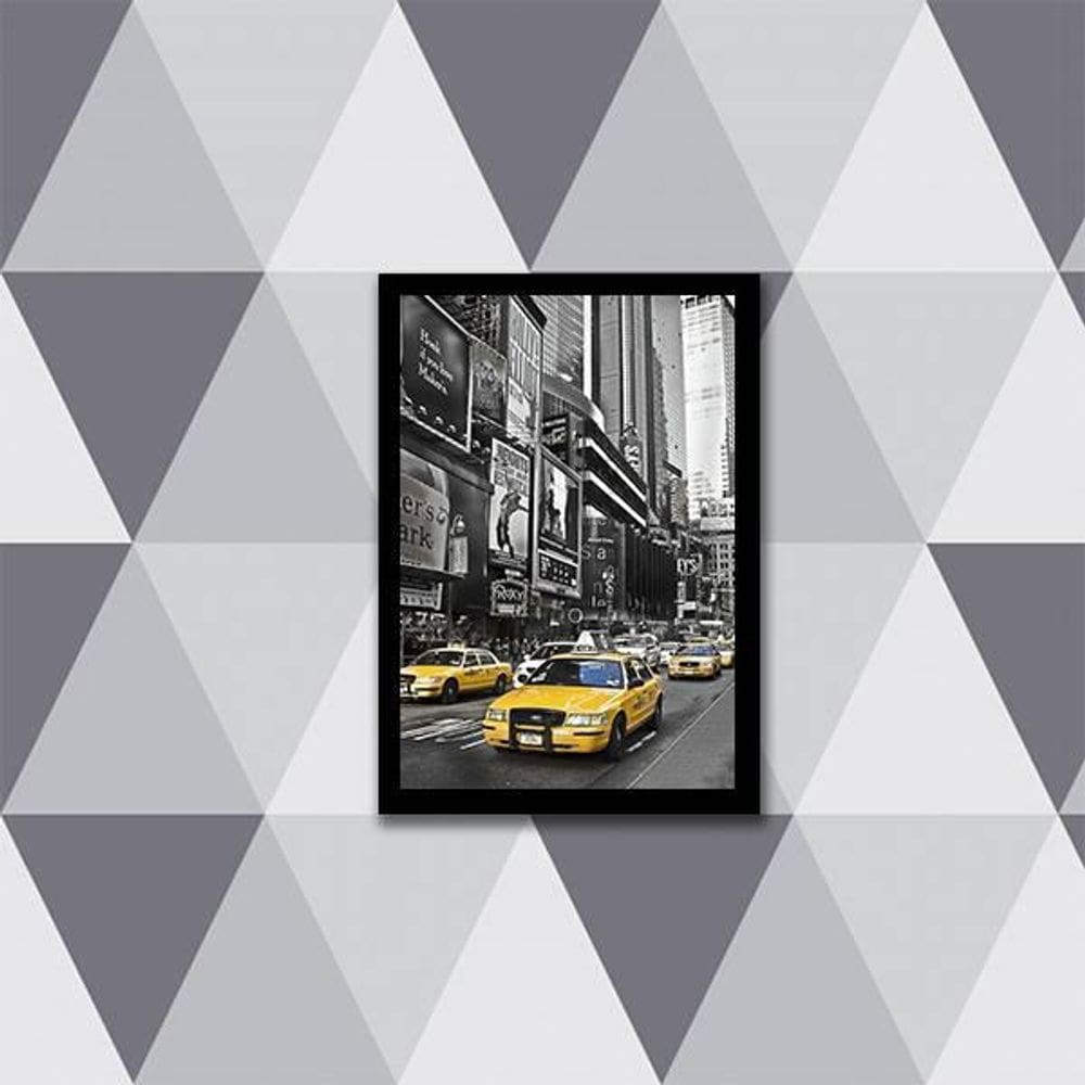 Quadro Fotografia Táxi New York Amarelo 24X18Cm